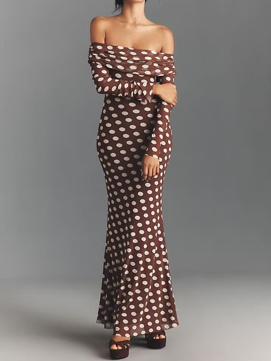 Anthropologie Dresses & Skirts - Anthropologie AFRM Long-Sleeve Off-The-Shoulder Mesh Maxi Dress size 2X NEW
